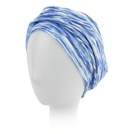 Light bamboo turban in blue and white SAMOA # M101+B246