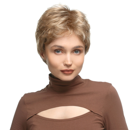 Short synthetic wig for a larger head in dark brown ESPRESSO LARGE #4/6/8/4R.
