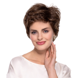 Short synthetic wig for a larger head in dark brown ESPRESSO LARGE #4/6/8/4R.