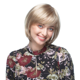 Synthetic bob wig with layered fringe in very dark brown POLLY #2.