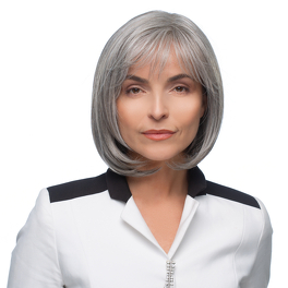 Synthetic modern bob wig with a delicate shaded fringe in walnut brown FORLANA #830/131/14.