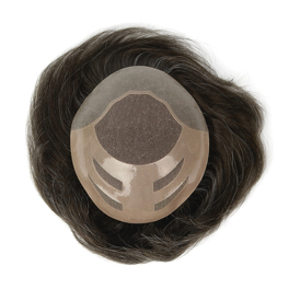 Men's toupee made of light ash brown natural remy hair MOSI #250
