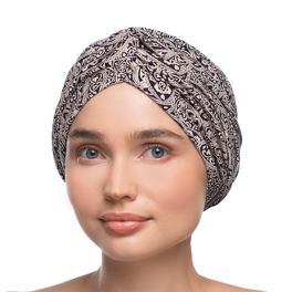 Black & beige CLASSIC turban with subtle ruching