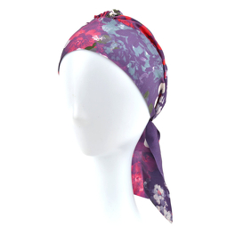 Lightweight everyday purple turban in floral pattern CROCUS #355