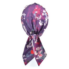 Lightweight everyday purple turban in floral pattern CROCUS #355