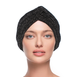 Warm black turban with bamboo lining CRYSTAL