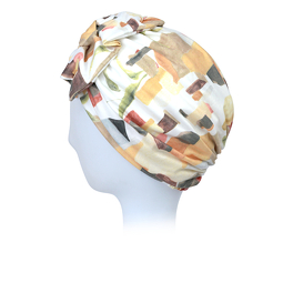 Colourful turban with a fabric decorative element at the front RIMINI # M152+B7