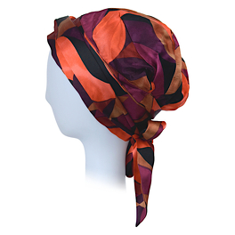 Abstract print tied turban FLAME