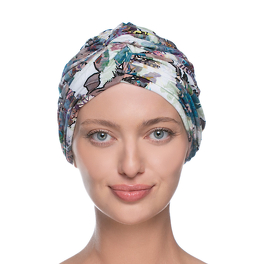 Multicoloured pleated turban