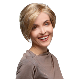 Women's synthetic wig in brown with roots by the ear for a larger head MOCHA LARGE #6/8/4R