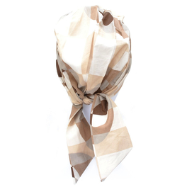 Cotton beige-brown turban in the form of a headscarf with short ties tied at the back ROME #41*