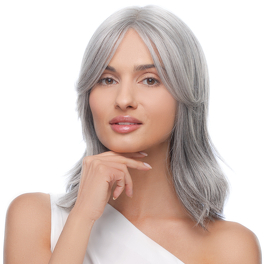 Synthetic wig in chestnut brown with honey highlights and dark roots SUSAN #830/131/14/4R.