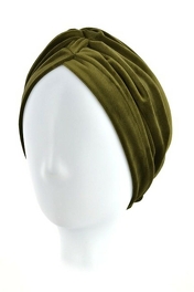 Velvet retro turban in olive green RIGA # VS/3*
