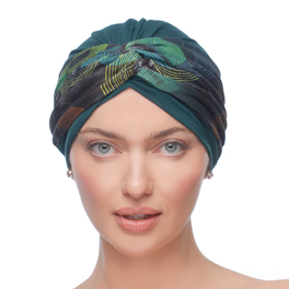 Turban with decorative scarf in bottle green CARLA # BM13+BM317