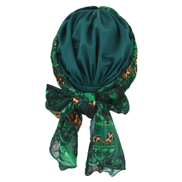 Green turban with a long decorative scarf BEATA # sz-11+BM13