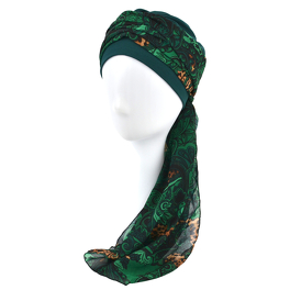 Green turban with a long decorative scarf BEATA # sz-11+BM13